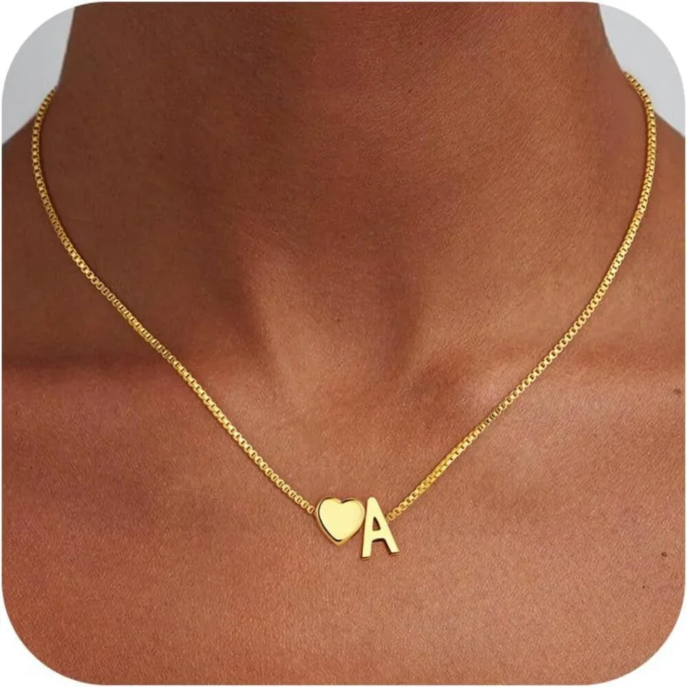 Christmas Gifts for Grandkids Teens Girls, 18K Gold Plated Letter A-Z Heart Init